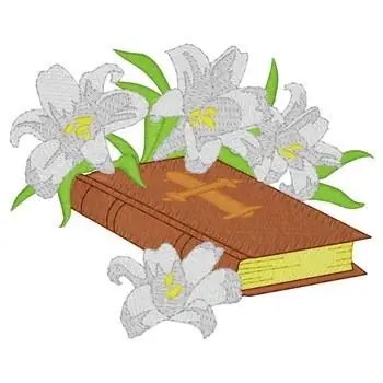 Bible With Lilies Embroidery Design Certified