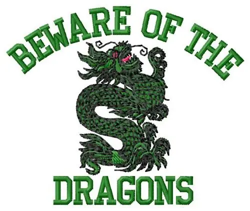Last Chance Beware Dragons Embroidery Design