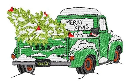 Merry Xmas Pickup Truck Embroidery Design Get Yours