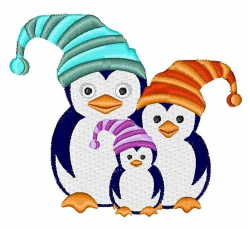 New Arrival Penguins in Hats Embroidery Design
