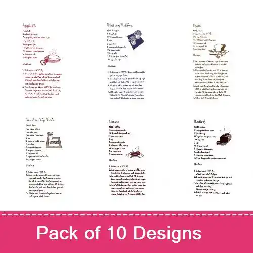 Dish Towel Recipes Embroidery design pack by Starbird Inc, Embroidery Packs on EmbroideryDesigns.com Authentic