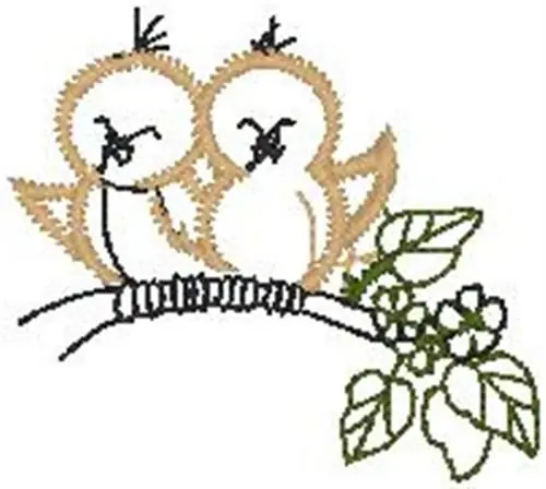 Handmade Birds On Limb Embroidery Design