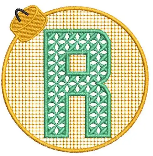 Xmas Ornament R Embroidery Design Brand New