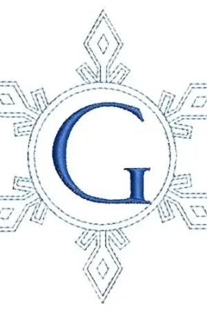 Snowflake Monogram G Embroidery Design Genuine