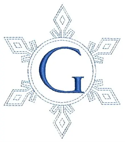 Snowflake Monogram G Embroidery Design Genuine