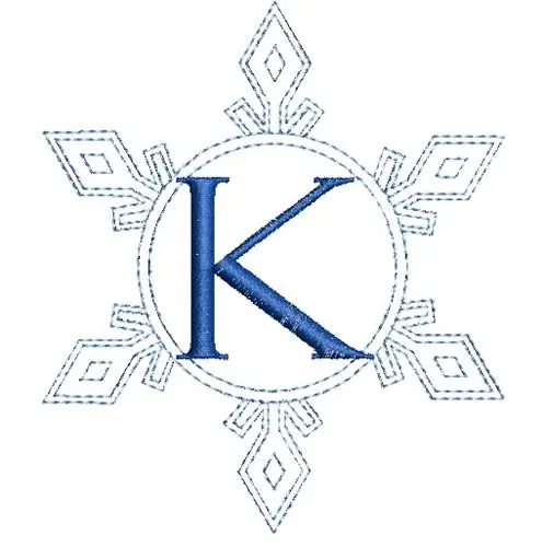 Fresh Stock Snowflake Monogram K Embroidery Design