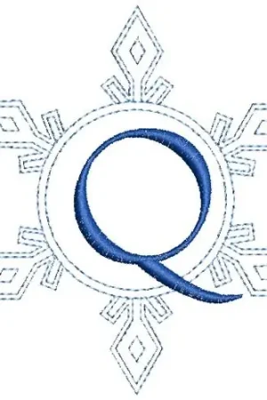 Snowflake Monogram Q Embroidery Design Express Delivery