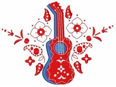 Popular Guitar Corner Embroidery Design