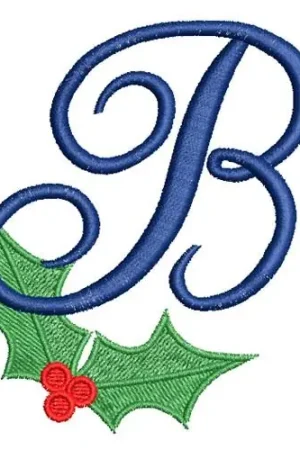 Christmas Holly Monogram B Embroidery Design Trusted Brand