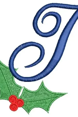 High Quality Christmas Holly Monogram I Embroidery Design