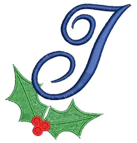 High Quality Christmas Holly Monogram I Embroidery Design