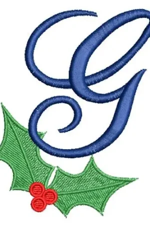 Cheap Christmas Holly Monogram G Embroidery Design