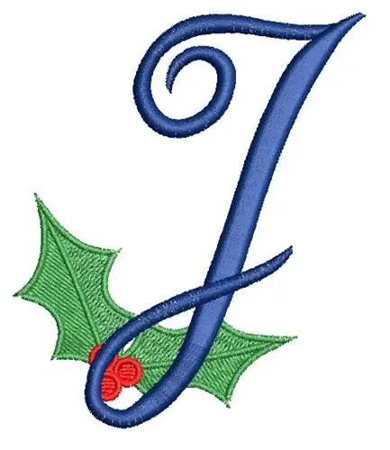 Hot Deal Christmas Holly Monogram J Embroidery Design