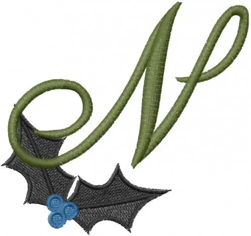 Certified Christmas Holly Monogram N Embroidery Design