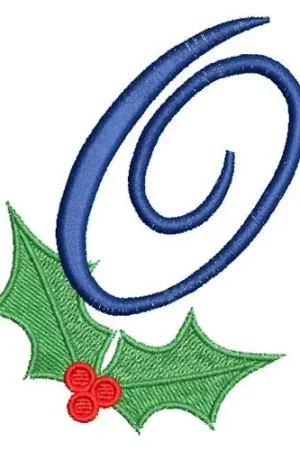 Budget Christmas Holly Monogram O Embroidery Design