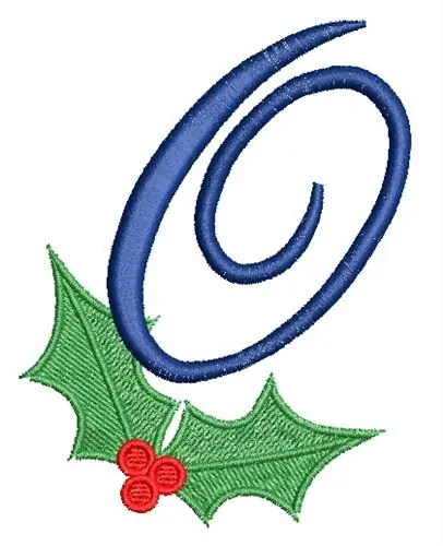 Budget Christmas Holly Monogram O Embroidery Design