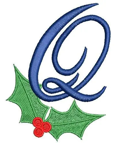Christmas Holly Monogram Q Embroidery Design Final Sale