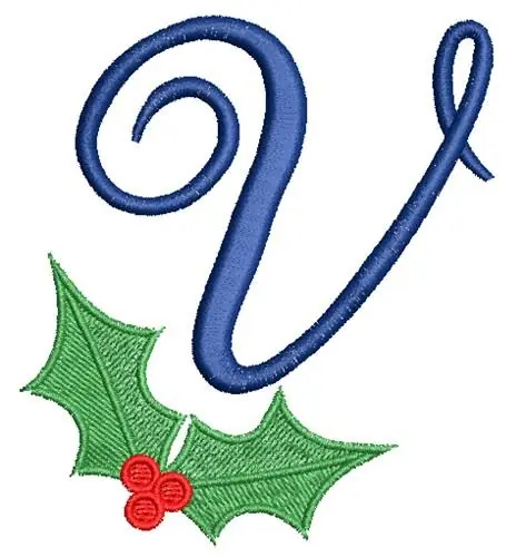 Christmas Holly Monogram V Embroidery Design Flash Sale
