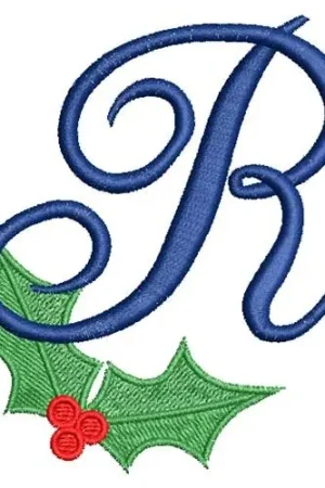 Place Order Christmas Holly Monogram R Embroidery Design