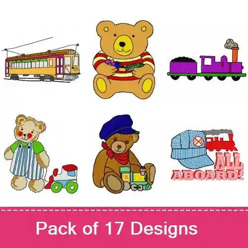Trains & Locomotives Embroidery design pack by Ann The Gran, Embroidery Packs on EmbroideryDesigns.com Mega Sale