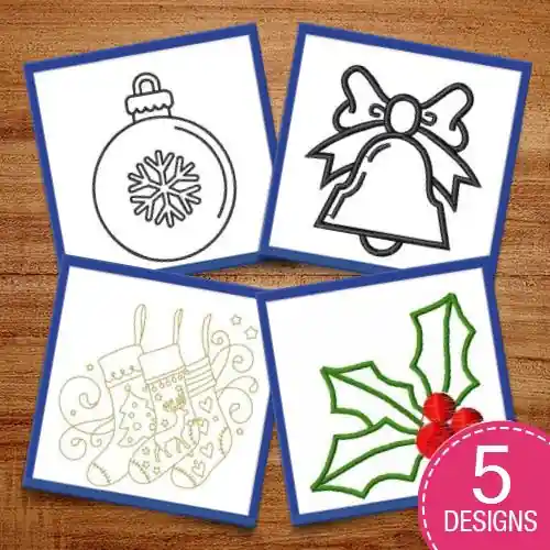 Christmas Outlines Embroidery design pack by Ann The Gran, Embroidery Packs on EmbroideryDesigns.com One Day Deal
