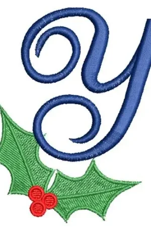 Secure Checkout Christmas Holly Monogram Y Embroidery Design