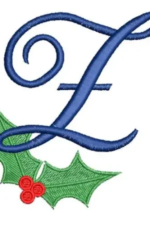 Christmas Holly Monogram Z Embroidery Design Sale