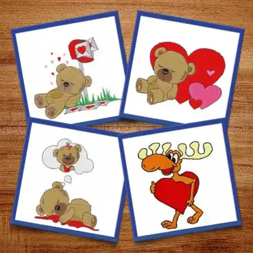 Free Shipping Valentines Day Animals Embroidery design pack by Ann The Gran, Embroidery Packs on EmbroideryDesigns.com