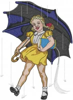 Fast Shipping Walking in The Rain Embroidery Design