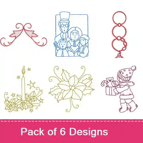 Limited Time Redwork Holidays Outlines Embroidery design pack by Ann The Gran, Embroidery Packs on EmbroideryDesigns.com