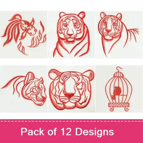 Professional Grade Redwork 048 Embroidery design pack by Premium Embroidery, Embroidery Packs on EmbroideryDesigns.com