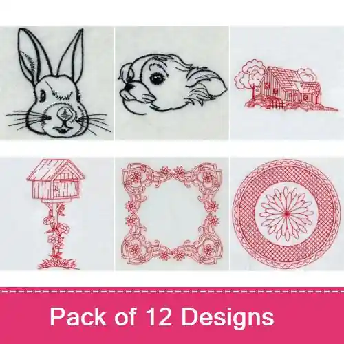 Bargain Redwork 068 Embroidery design pack by Premium Embroidery, Embroidery Packs on EmbroideryDesigns.com