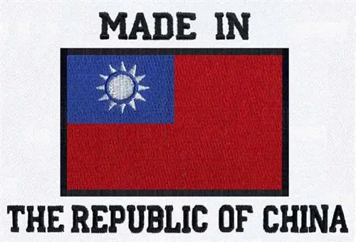 Republic Of China Embroidery Design Warranty Included