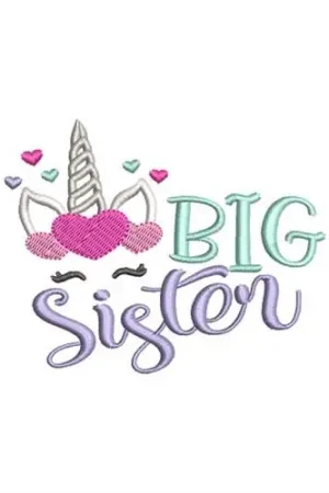 Big Sister Unicorn Embroidery Design Super Sale