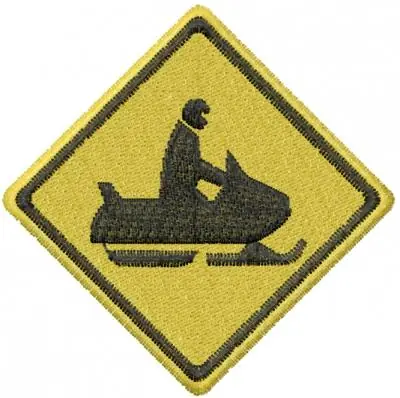 Snowmobile Caution Embroidery Design Bargain