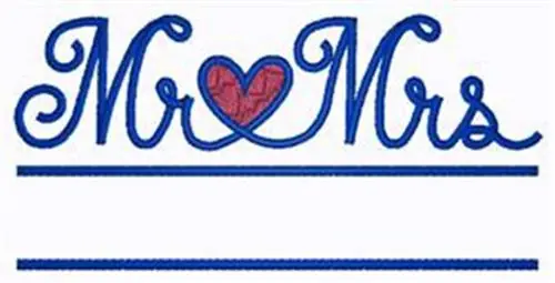 High Quality Mr and Mrs Heart Namedrop Embroidery Design