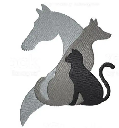 Fan Favorite Horse Dog and Cat silhouette Embroidery Design
