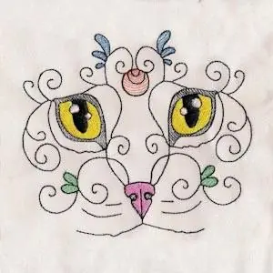 Free Shipping Exotic Cat Face Embroidery Design