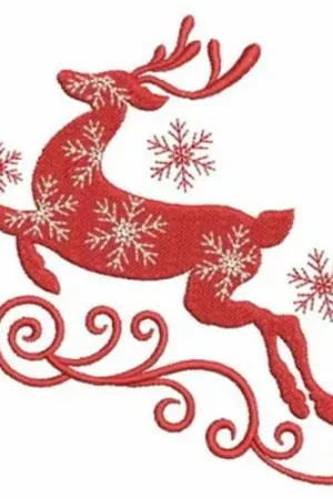 Winter Reindeer Embroidery Design Price Cut
