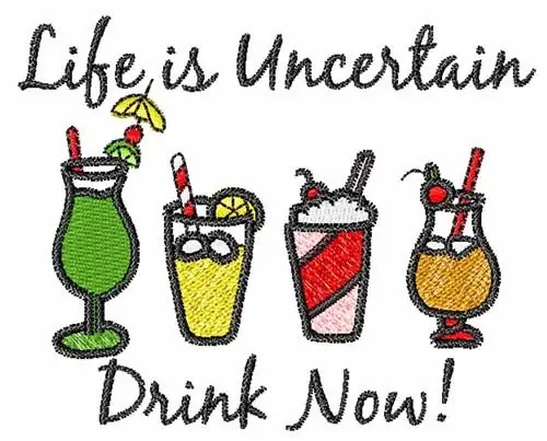Drink Now Embroidery Design Shop Now