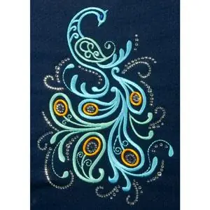 Worldwide Shipping Swirly Peacock - Embroidery Collection