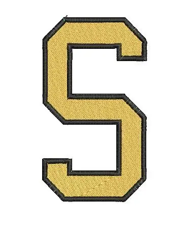 College Block Filled S Embroidery Design Free Shipping