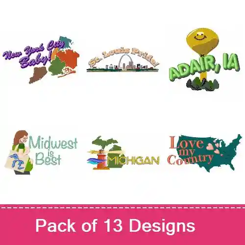 USA Cities & States Embroidery design pack by Ann The Gran, Embroidery Packs on EmbroideryDesigns.com Budget