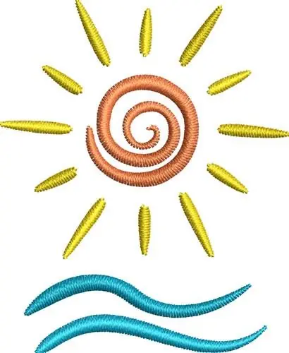 Same Day Shipping Sun On Ocean Embroidery Design