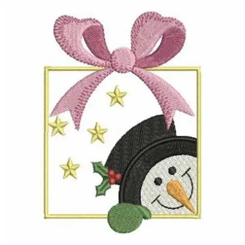 Warranty Included Snowman Gift Embroidery Design
