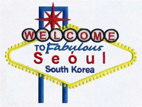 Premium Seóul, South Korea Embroidery Design