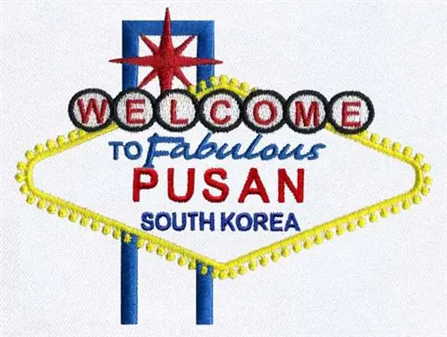 Pusan, South Korea Embroidery Design Fast Shipping