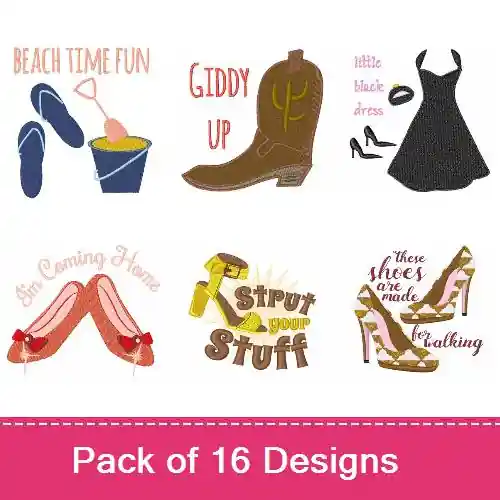 Sassy Shoes Embroidery design pack by Ann The Gran, Embroidery Packs on EmbroideryDesigns.com Top Rated