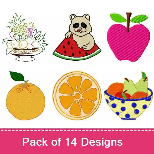 Fruity Foods Embroidery design pack by Ann The Gran, Embroidery Packs on EmbroideryDesigns.com Save Now