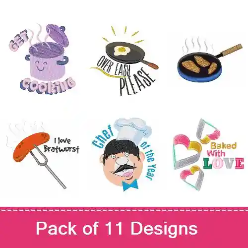Get Cooking! Embroidery design pack by Ann The Gran, Embroidery Packs on EmbroideryDesigns.com Place Order